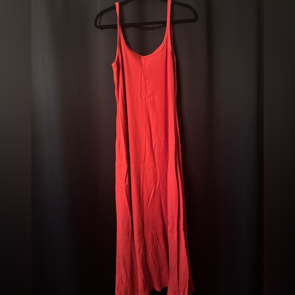 Old Navy Red Natural Fiber Ribbed Maxi Dress Size XL - Picture 4 of 6